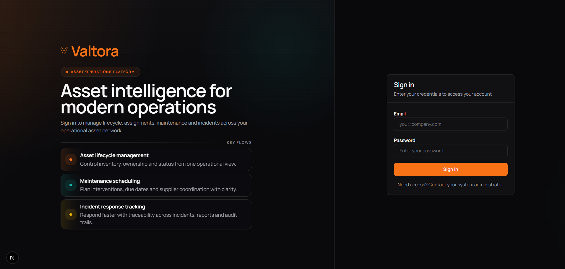 What Valtora is: a single-tenant operations platform for assets, maintenance and AI